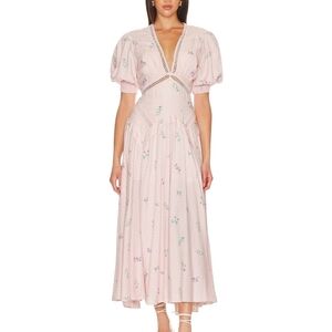 NWT Free People Pink Floral Speckled Midi Dress Sz 4